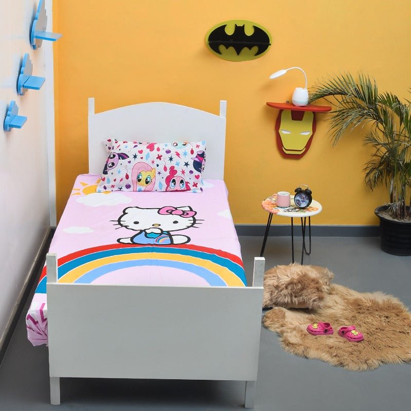 Kitty Rainbow Cat Bedsheet | Bedding | Waseeh Pakistan