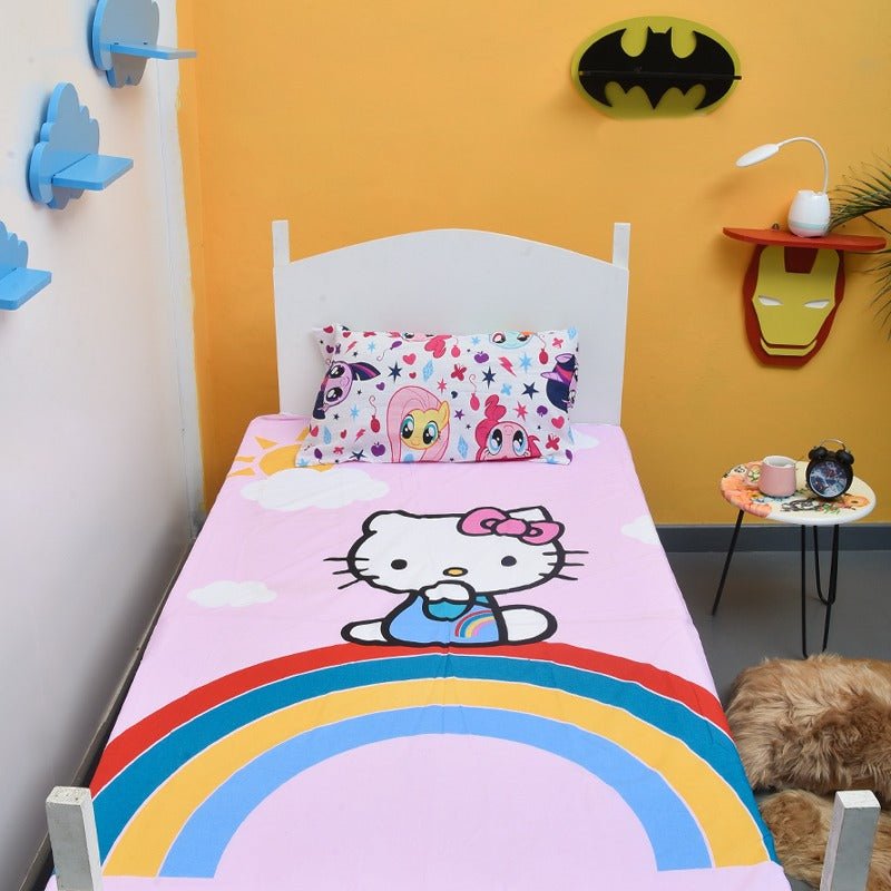 Kitty Rainbow Cat Bedsheet | Bedding | Waseeh Pakistan