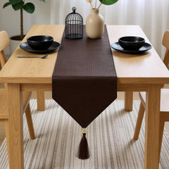 Classic Cocoa Leather Table Runner