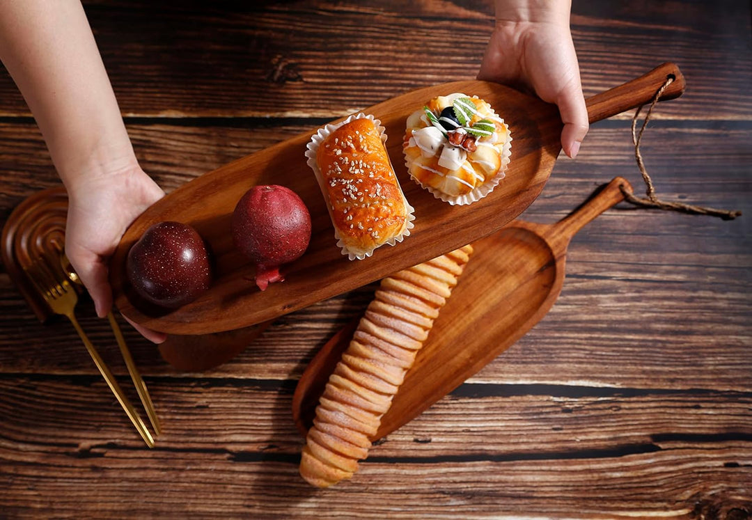 Long Snack Wooden Platter (Pack of 2) | Not Sale FB | Waseeh Pakistan