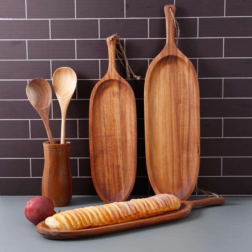 Long Snack Wooden Platter (Pack of 2) | Not Sale FB | Waseeh Pakistan
