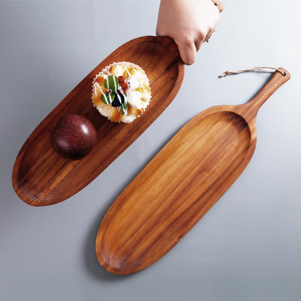 Long Snack Wooden Platter (Pack of 2) | Not Sale FB | Waseeh Pakistan