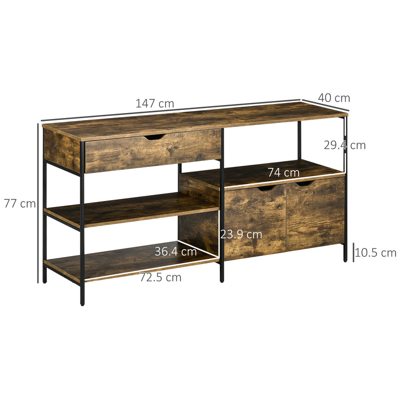 Homcom Living Lounge Bedroom Industrial Drawer and Cabinet Storage Rack