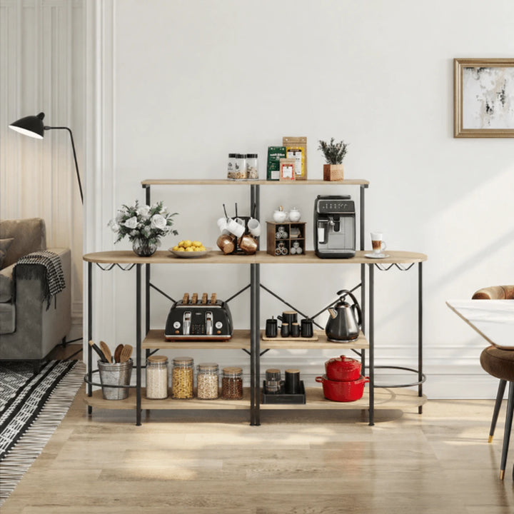 Manzanares Two Way kitchen organizer rack in light oak Anda Dayar with pantry jars and coffee appliances