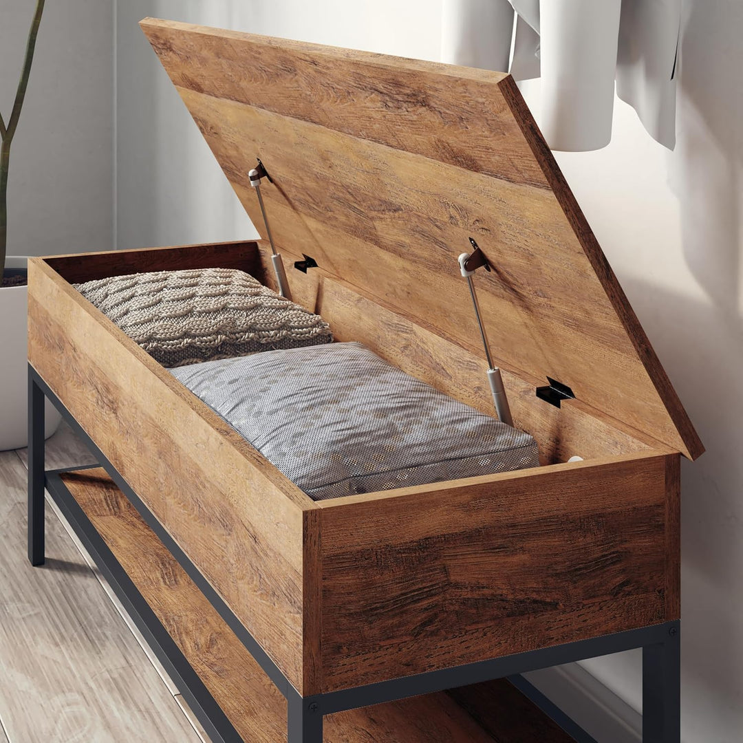 Marella Farmhouse Bench with Underseat and Lower Shelf Storage | Furniture | Waseeh Pakistan
