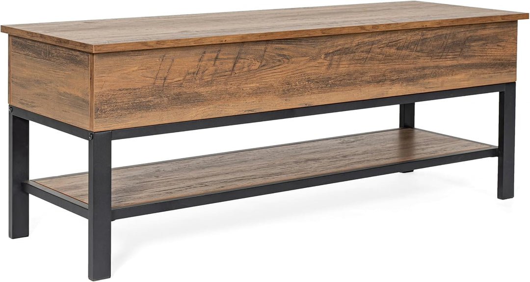 Marella Farmhouse Bench with Underseat and Lower Shelf Storage | Furniture | Waseeh Pakistan