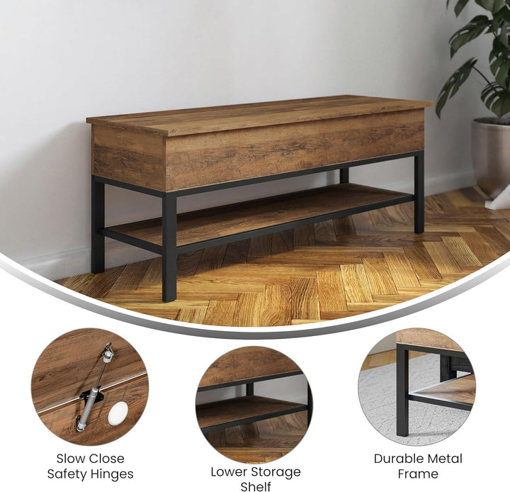 Marella Farmhouse Bench with Underseat and Lower Shelf Storage | Furniture | Waseeh Pakistan