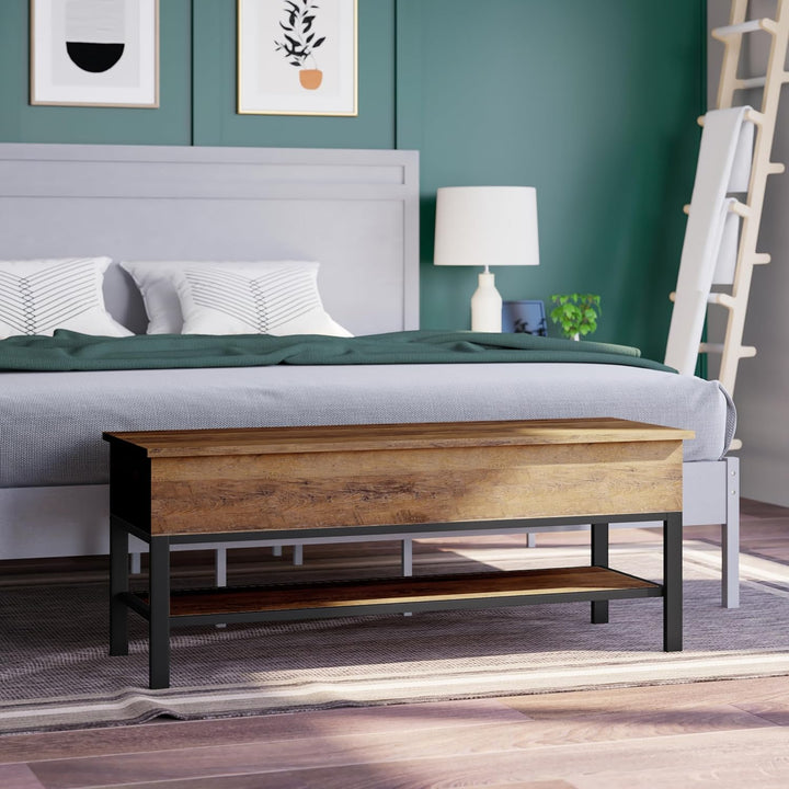 Marella Farmhouse Bench with Underseat and Lower Shelf Storage | Furniture | Waseeh Pakistan