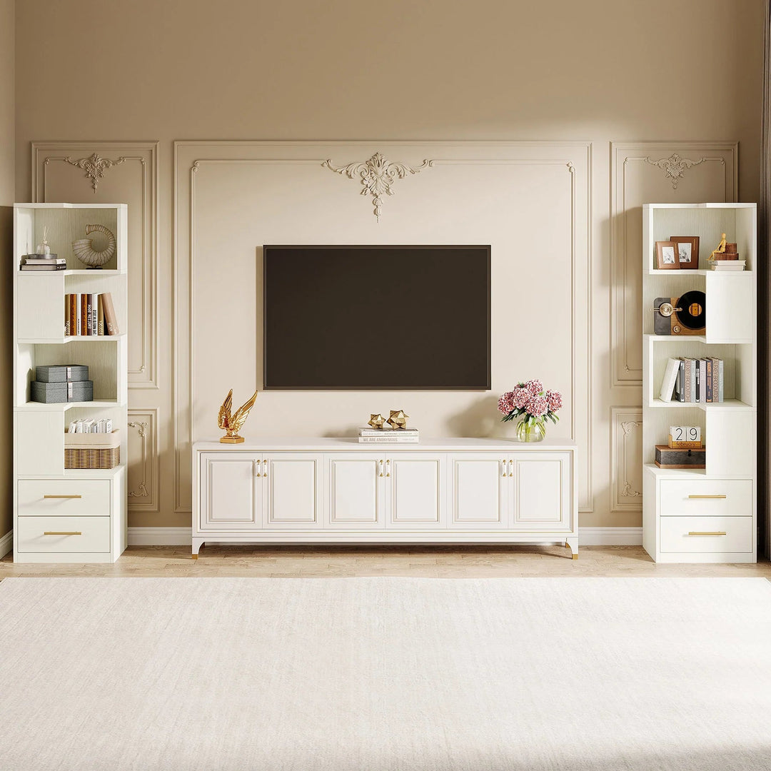 Minato L-Shaped Bookshelf, Corner Bookcase With 5-Tier Shelf And 2 Drawers READY TO DISPATCH SPRCIAL | Furniture | Waseeh Pakistan
