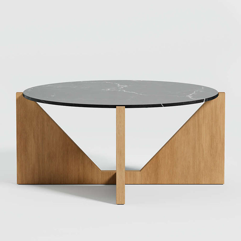 Miroee Jazz Living Lounge Round Coffee Table (Solid Wood Base)