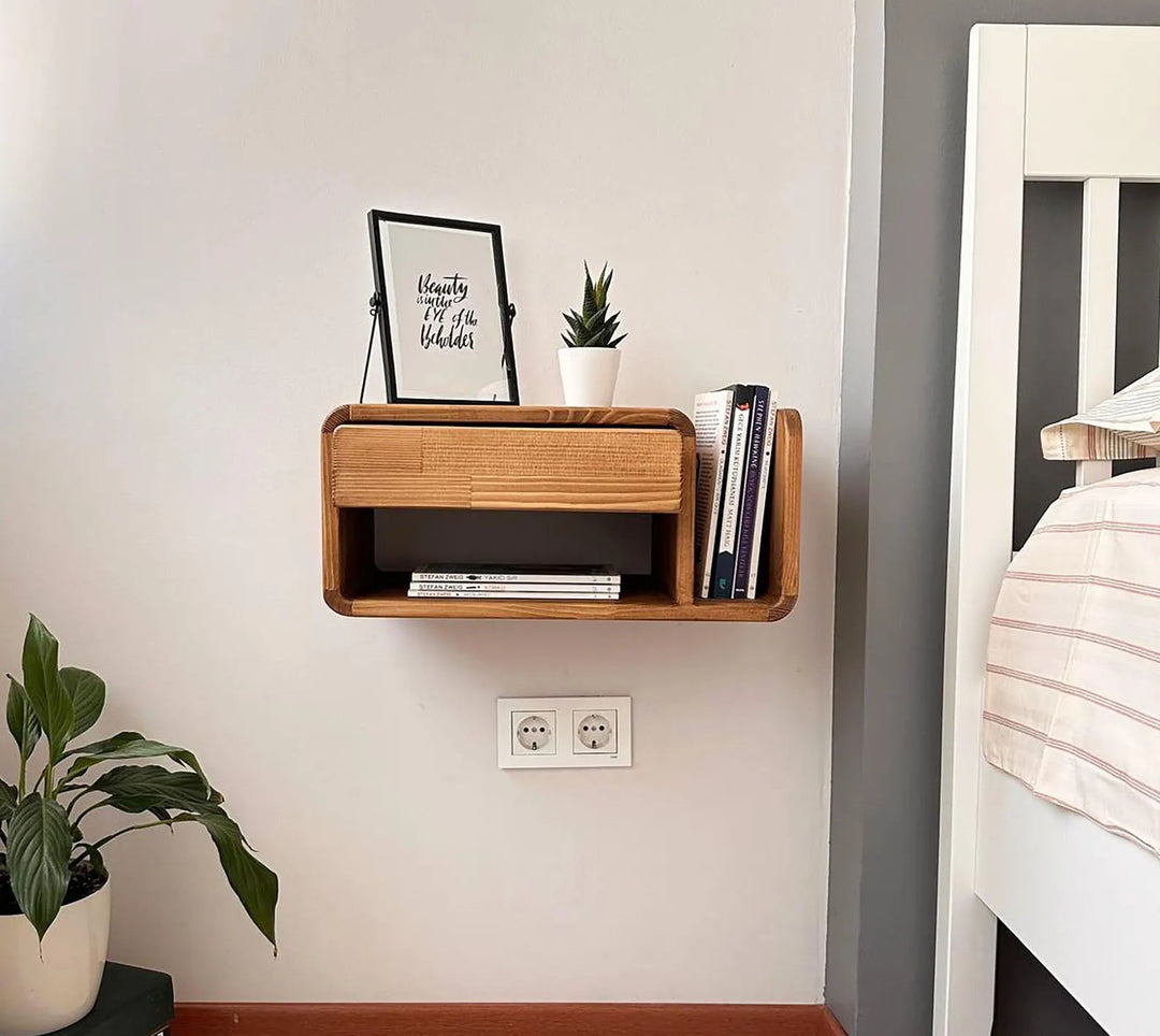 Moluzy Drawer Nightstand Floating Wall Side Table | Furniture | Waseeh Pakistan
