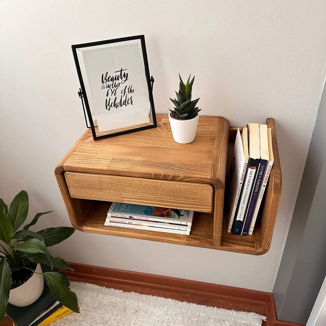 Moluzy Drawer Nightstand Floating Wall Side Table | Furniture | Waseeh Pakistan