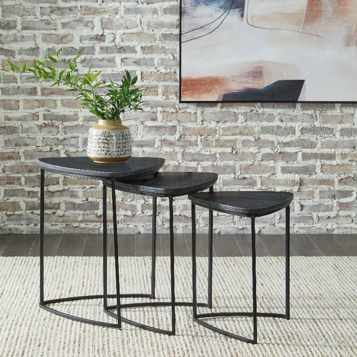 Olinmere Black Accent Nesting Table (Set of 3)-Special | Furniture | Waseeh Pakistan
