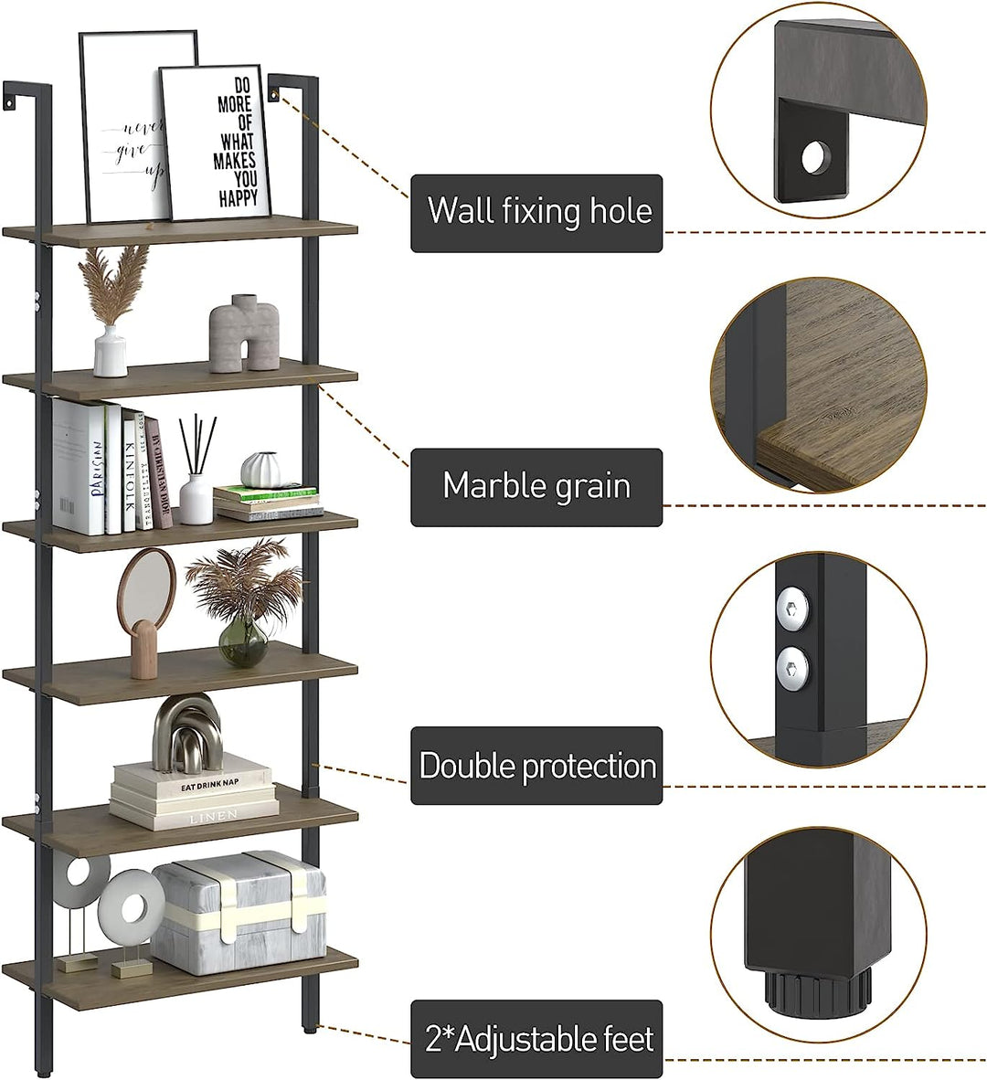 Open Tall Wall Mount Bookcase Standing Leaning Wall Shelves | Furniture | Waseeh Pakistan