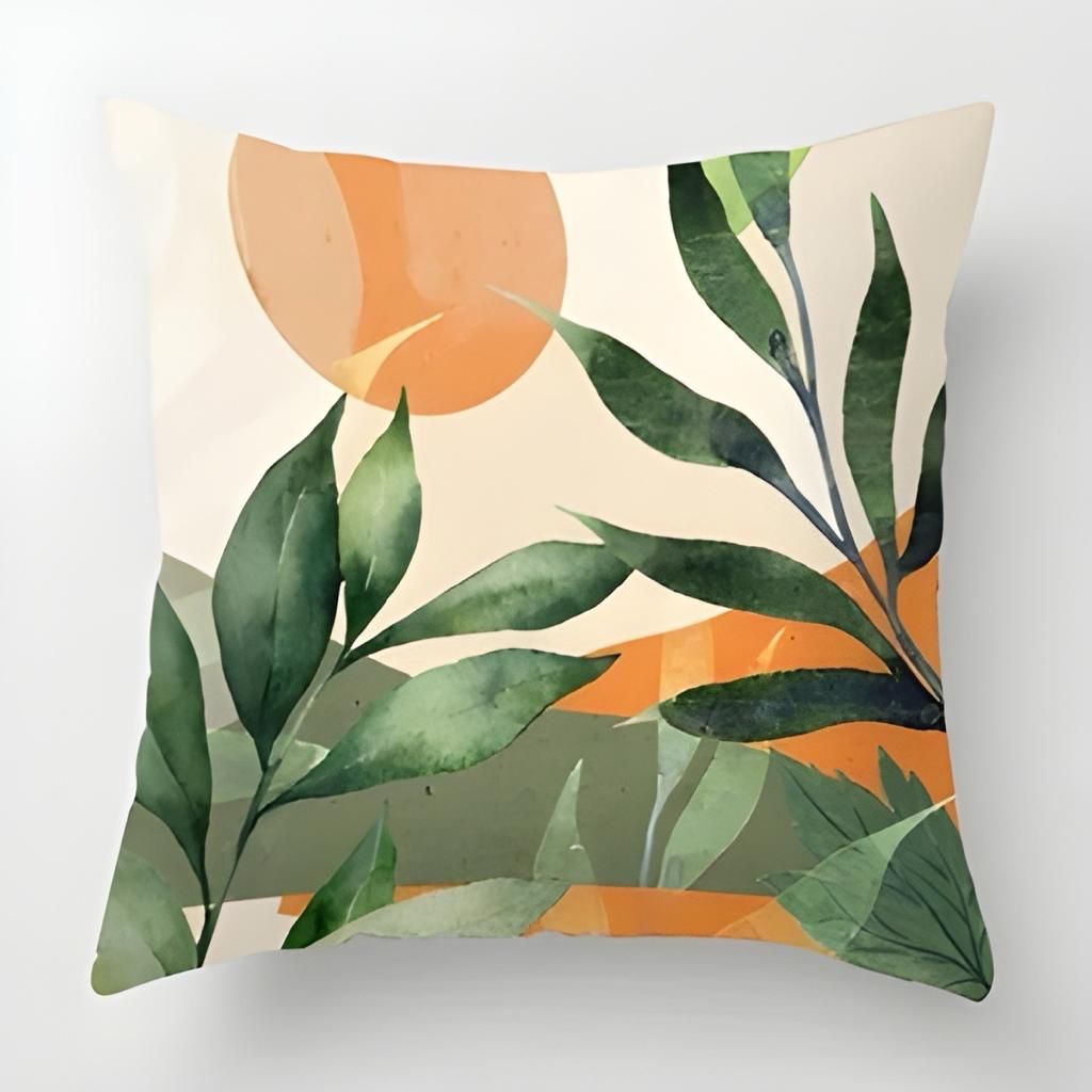Ortega Leaves Living Drawing Bedroom Cushion Covers (Set of 7) | Home Décor | Waseeh Pakistan