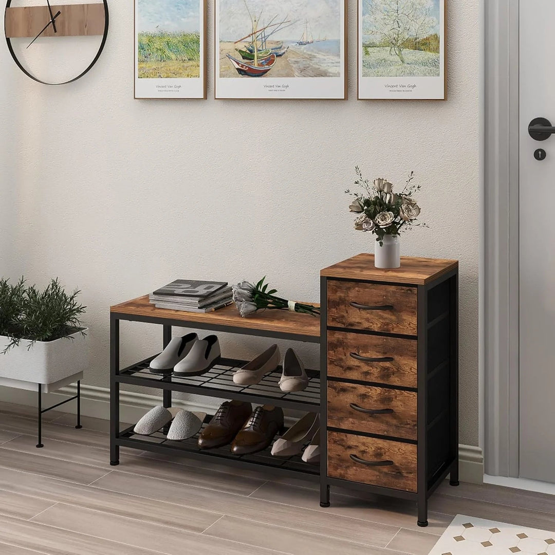 OTICA 3-Tier Drawers Seating Storage Shoe Industrial Entryway Rack | Not Sale FB | Waseeh Pakistan
