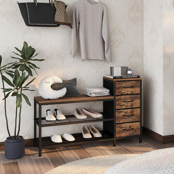 OTICA 3-Tier Drawers Seating Storage Shoe Industrial Entryway Rack | Not Sale FB | Waseeh Pakistan