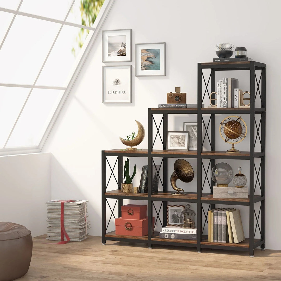Pecks Industrial Bookshelf Living Lounge 12 Shelves Industrial Bookcase Rack | Furniture | Waseeh Pakistan