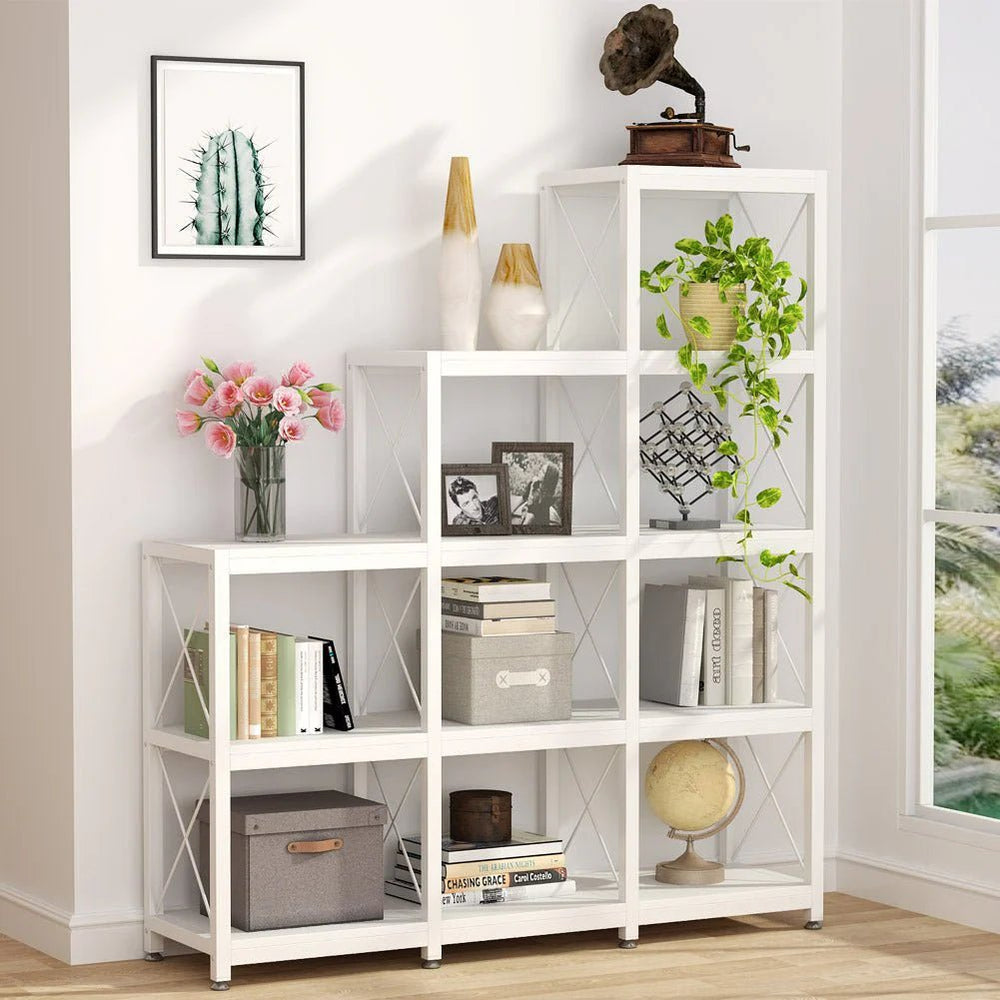 Pecks Industrial Bookshelf Living Lounge 12 Shelves Industrial Bookcase Rack | Furniture | Waseeh Pakistan
