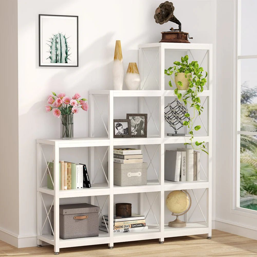 Pecks Industrial Bookshelf Living Lounge 12 Shelves Industrial Bookcase Rack | Furniture | Waseeh Pakistan