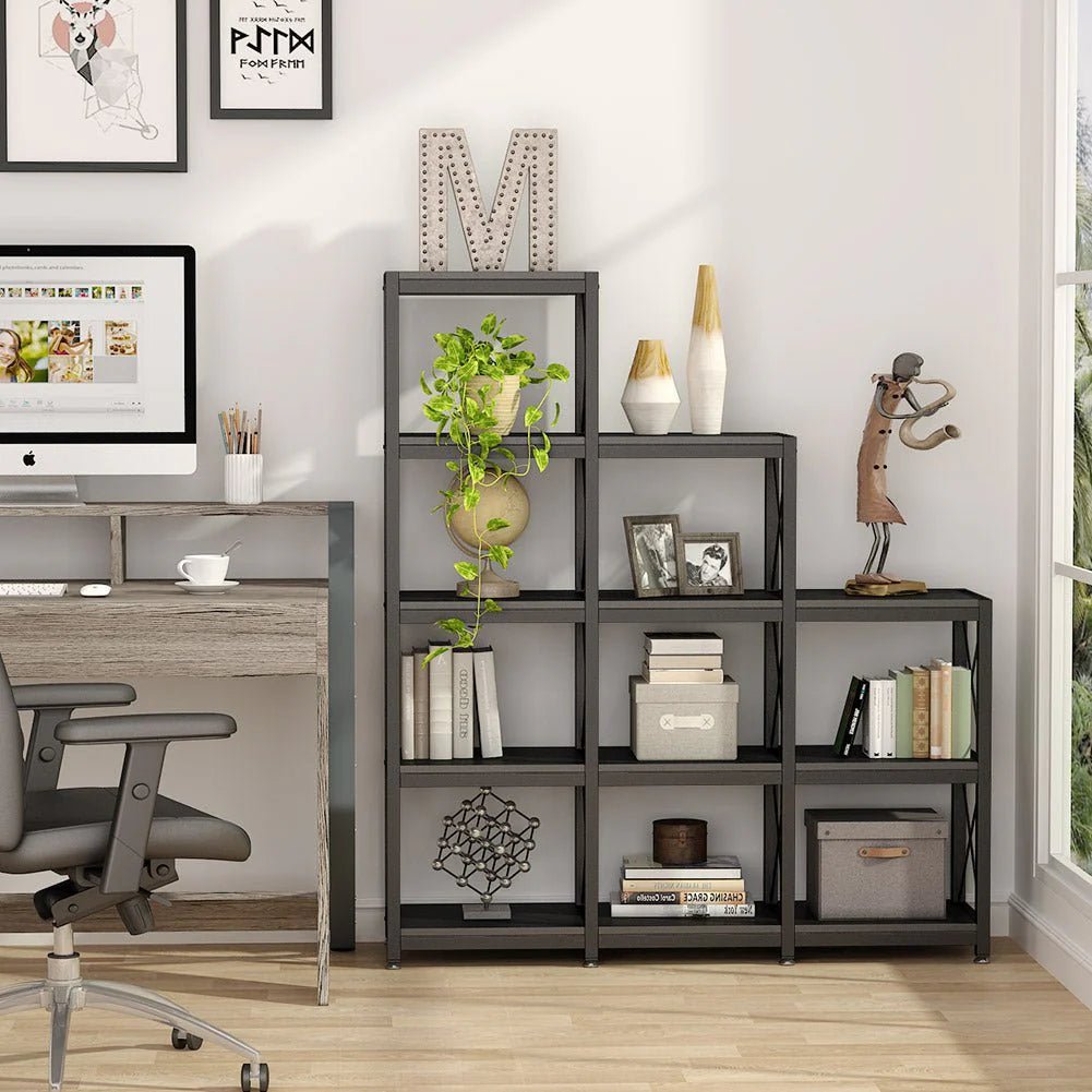 Pecks Industrial Bookshelf Living Lounge 12 Shelves Industrial Bookcase Rack | Furniture | Waseeh Pakistan