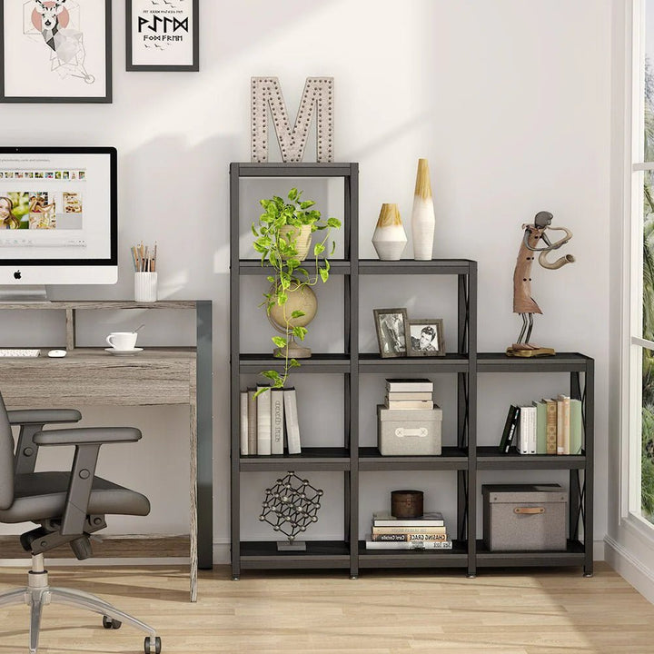 Pecks Industrial Bookshelf Living Lounge 12 Shelves Industrial Bookcase Rack | Furniture | Waseeh Pakistan