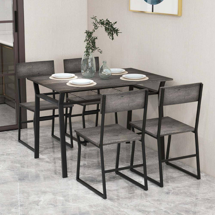 Pikkizi Industrial Rectangular Kitchen Dining Room Chairs Table (Set of 5) | Not Sale FB | Waseeh Pakistan