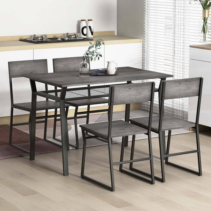 Pikkizi Industrial Rectangular Kitchen Dining Room Chairs Table (Set of 5) | Not Sale FB | Waseeh Pakistan
