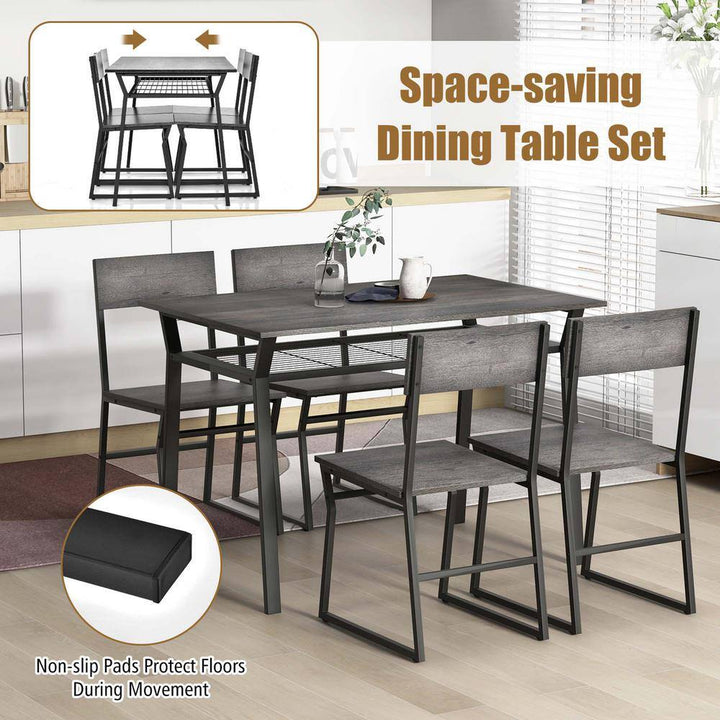 Pikkizi Industrial Rectangular Kitchen Dining Room Chairs Table (Set of 5) | Not Sale FB | Waseeh Pakistan