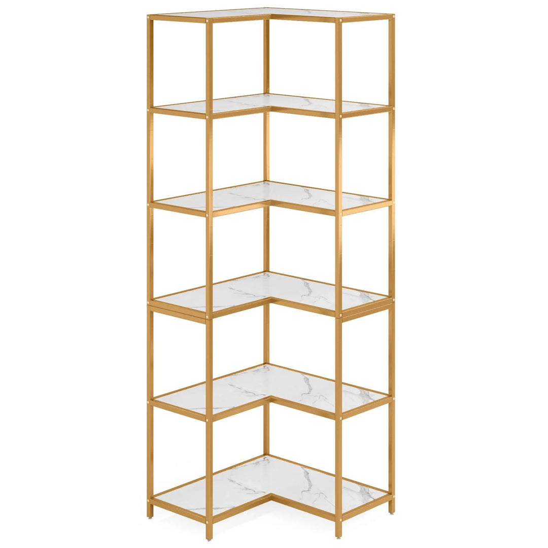 Powded 6-Shelf Corner Bookcase Organizer Rack | Furniture | Waseeh Pakistan