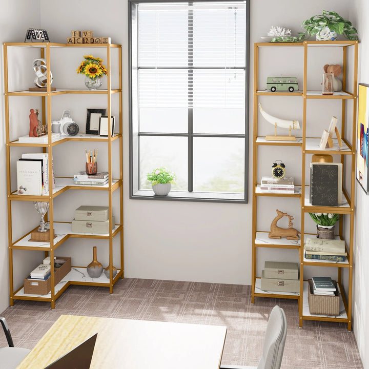 Powded 6-Shelf Corner Bookcase Organizer Rack | Furniture | Waseeh Pakistan