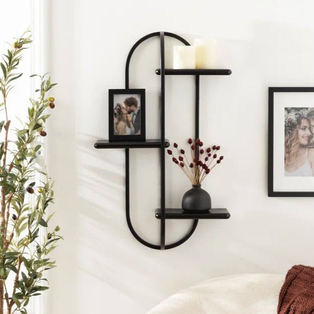 Ragena Living Lounge Wall Mounted Oval Tiered Floating Shelve | Furniture | Waseeh Pakistan
