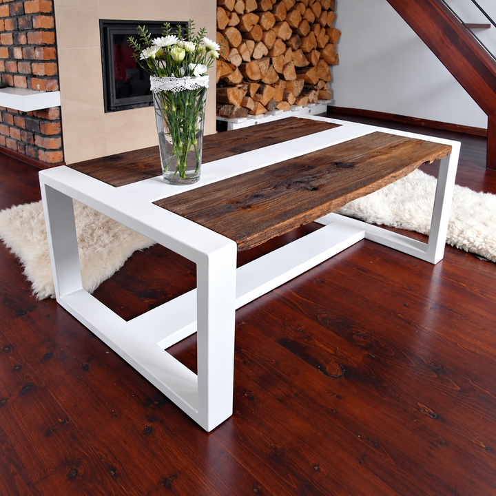 Rationa Industrial Iron and Wood Coffee Table