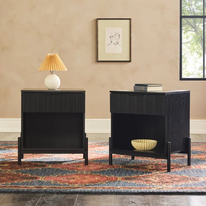 Ridvan 1-Drawer Nightstands with Open Cubby Sidetable | Not Sale FB | Waseeh Pakistan