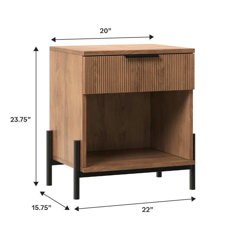 Ridvan 1-Drawer Nightstands with Open Cubby Sidetable | Not Sale FB | Waseeh Pakistan