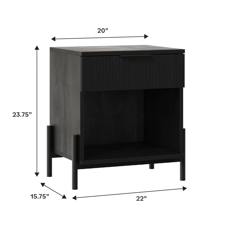 Ridvan 1-Drawer Nightstands with Open Cubby Sidetable | Not Sale FB | Waseeh Pakistan
