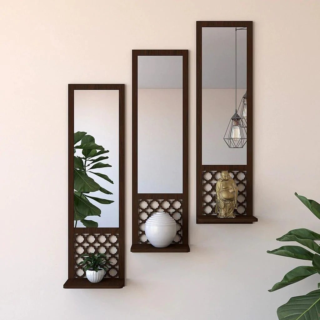 Set of 3 Decorative Wall Mirrors with Shelves