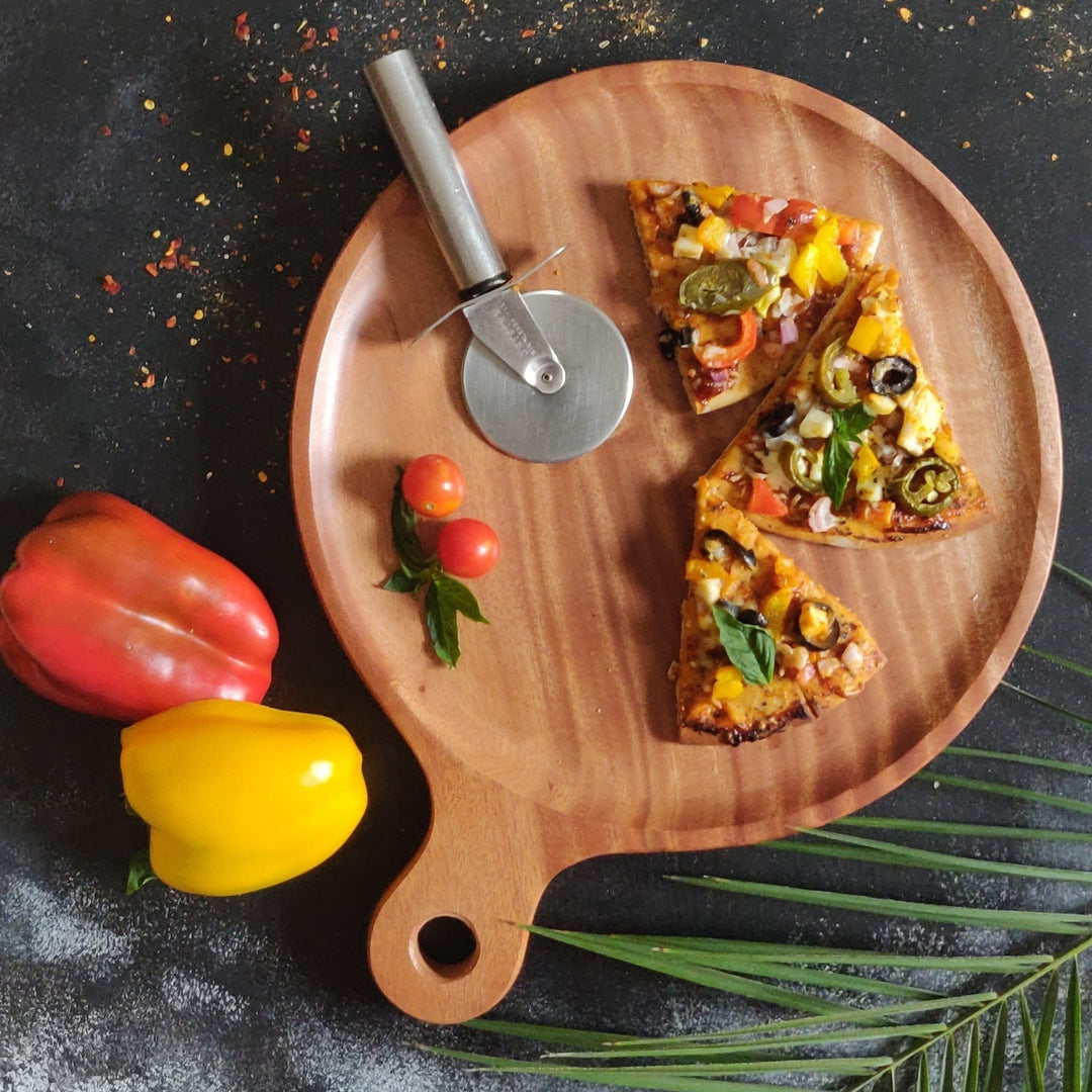 Round Shape Wooden Pizza Platter Tray | kitchen item | Waseeh Pakistan