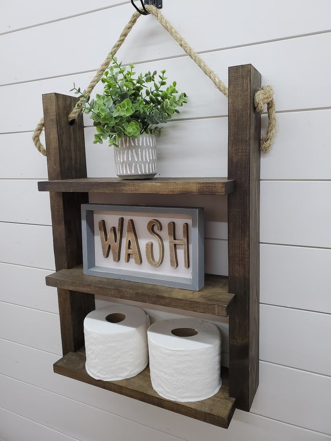 Rustic Wall Wood and Rope Ladder Shelf | Furniture | Waseeh Pakistan