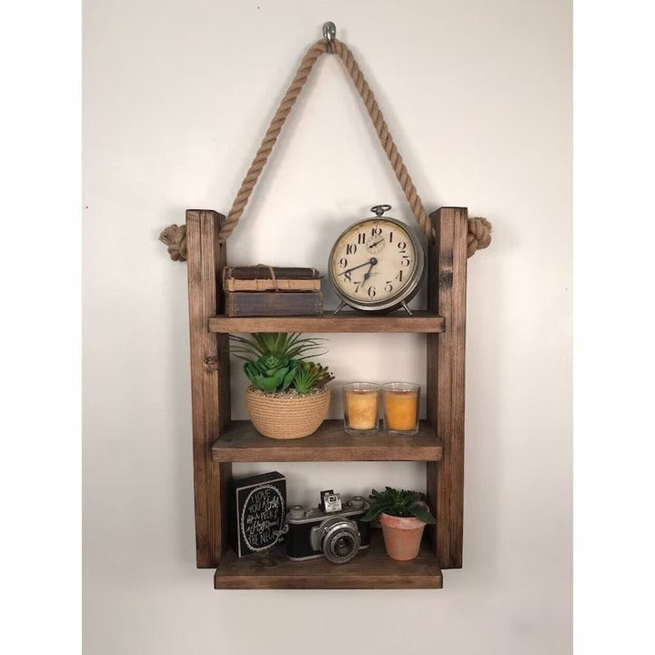 Rustic Wall Wood and Rope Ladder Shelf | Furniture | Waseeh Pakistan
