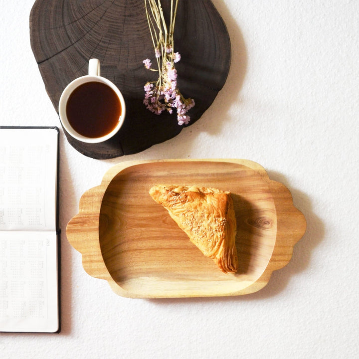 Scallop Rectangle Wooden Platter Tray | Not Sale FB | Waseeh Pakistan