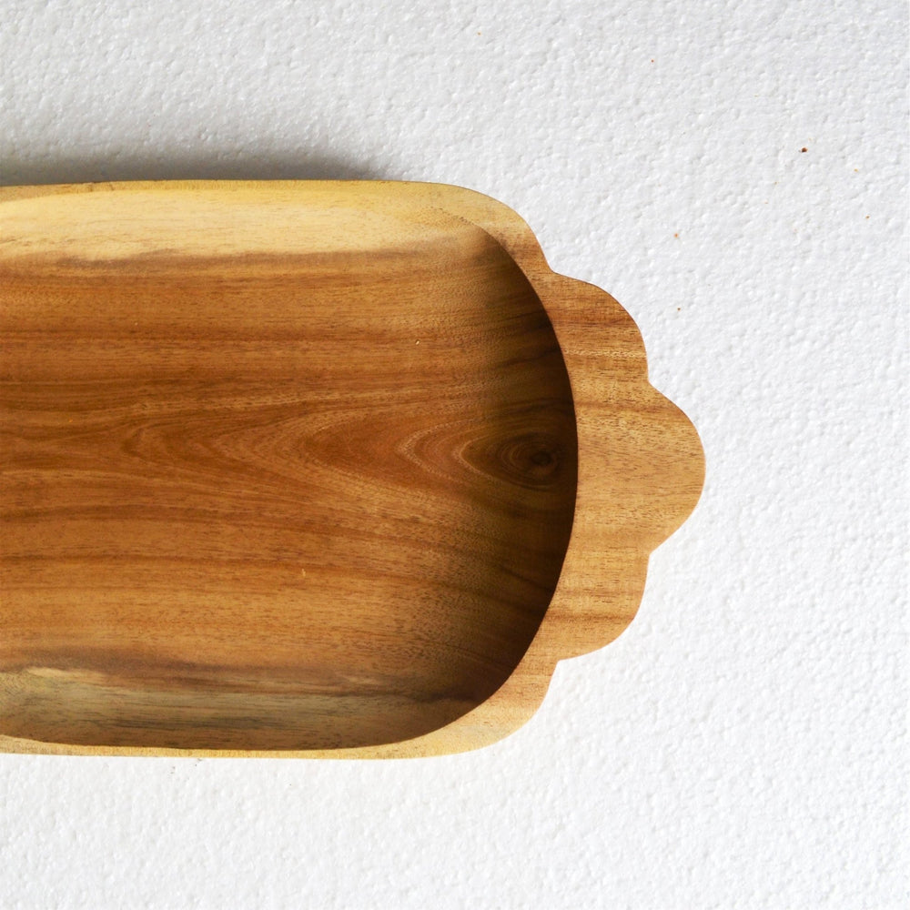Scallop Rectangle Wooden Platter Tray | Not Sale FB | Waseeh Pakistan