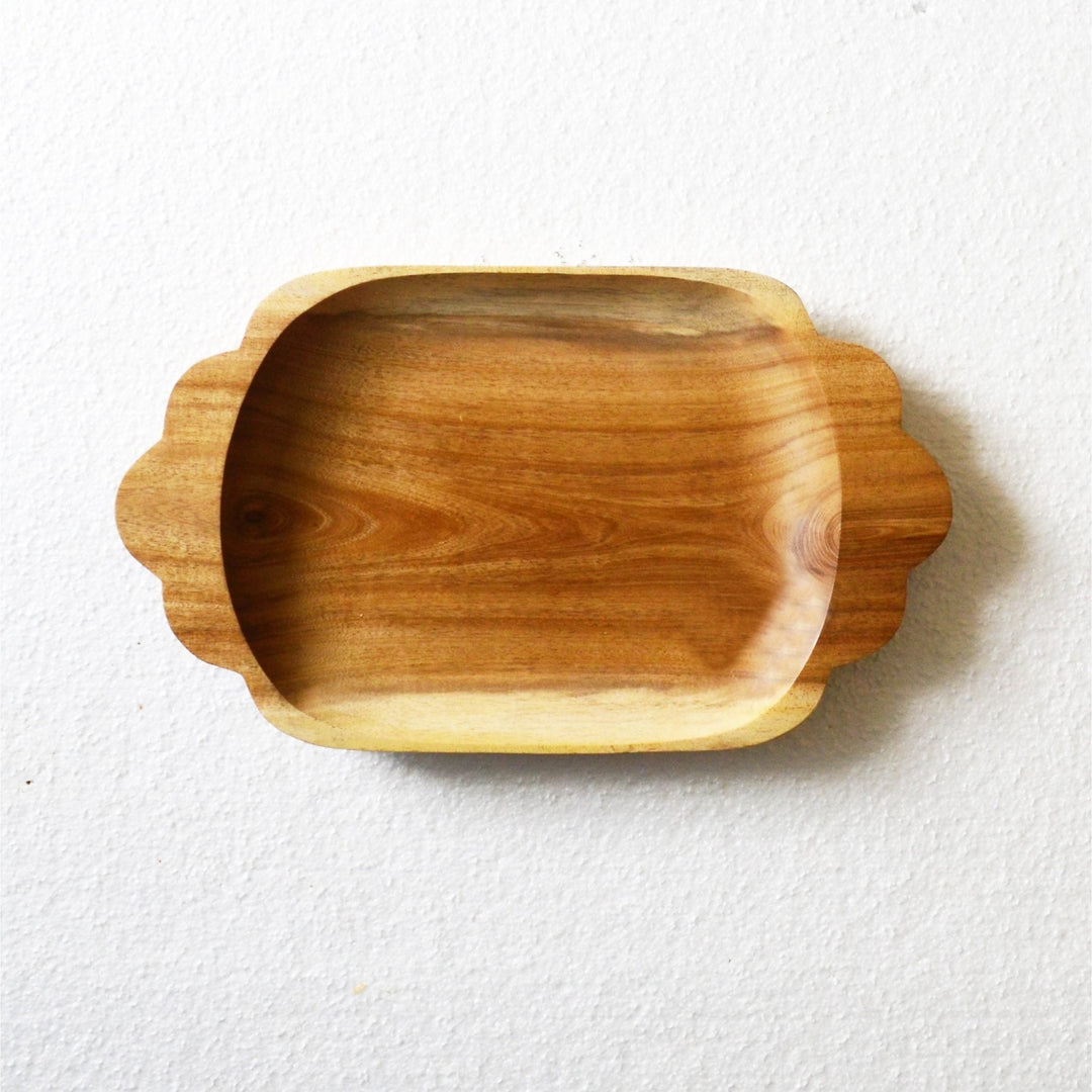 Scallop Rectangle Wooden Platter Tray | Not Sale FB | Waseeh Pakistan