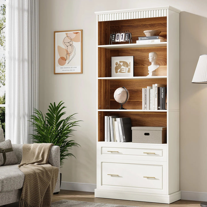 Sions FreeStanding 5-Shelf Bookcase Display Shelf Bookcase with Drawers - Only in lahore | Furniture | Waseeh Pakistan
