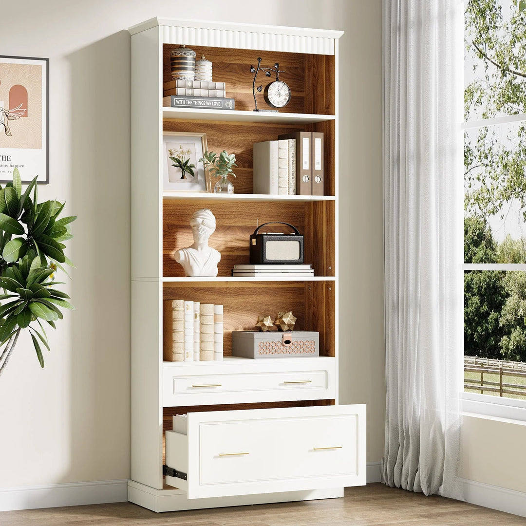 Sions FreeStanding 5-Shelf Bookcase Display Shelf Bookcase with Drawers - Only in lahore | Furniture | Waseeh Pakistan