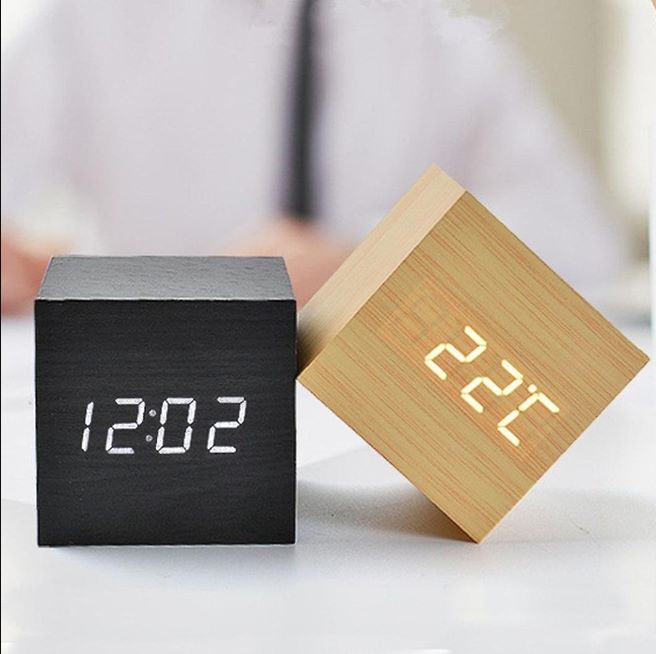 Square Wooden Digital Alarm Clock | Home Décor | Waseeh Pakistan
