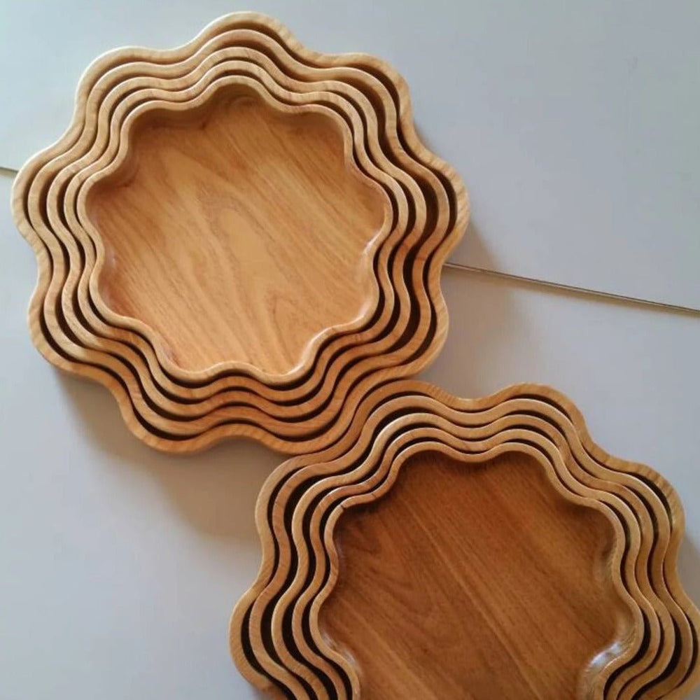 Star Serving Solid Wood Kitchen Tray Platter (Pack of 3) | kitchen Item | Waseeh Pakistan
