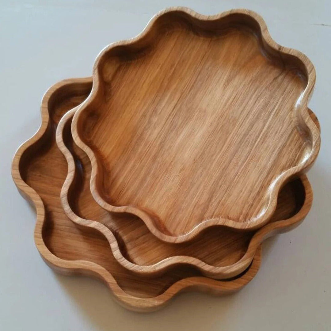 Star Serving Solid Wood Kitchen Tray Platter (Pack of 3) | kitchen Item | Waseeh Pakistan
