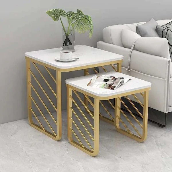 Striation Living Lounge Center Side Nesting Tables (Set of 2) | Furniture | Waseeh Pakistan