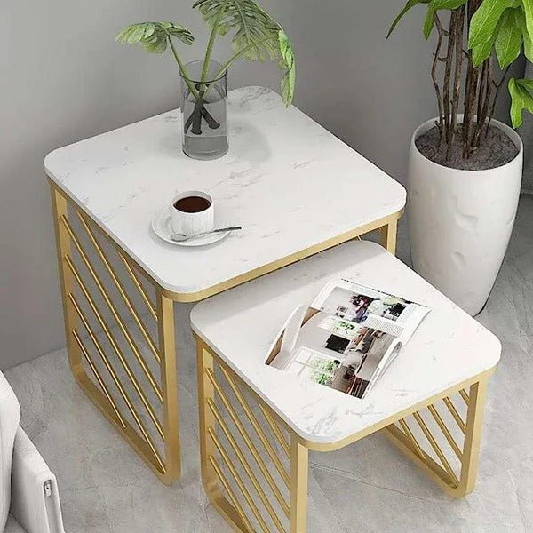 Striation Living Lounge Center Side Nesting Tables (Set of 2) | Furniture | Waseeh Pakistan